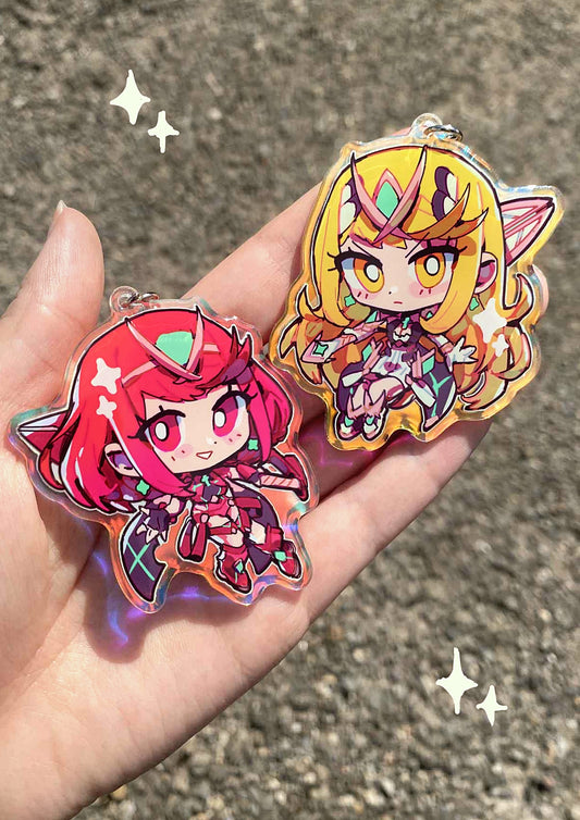 Pyra//Mythra Holo Charms
